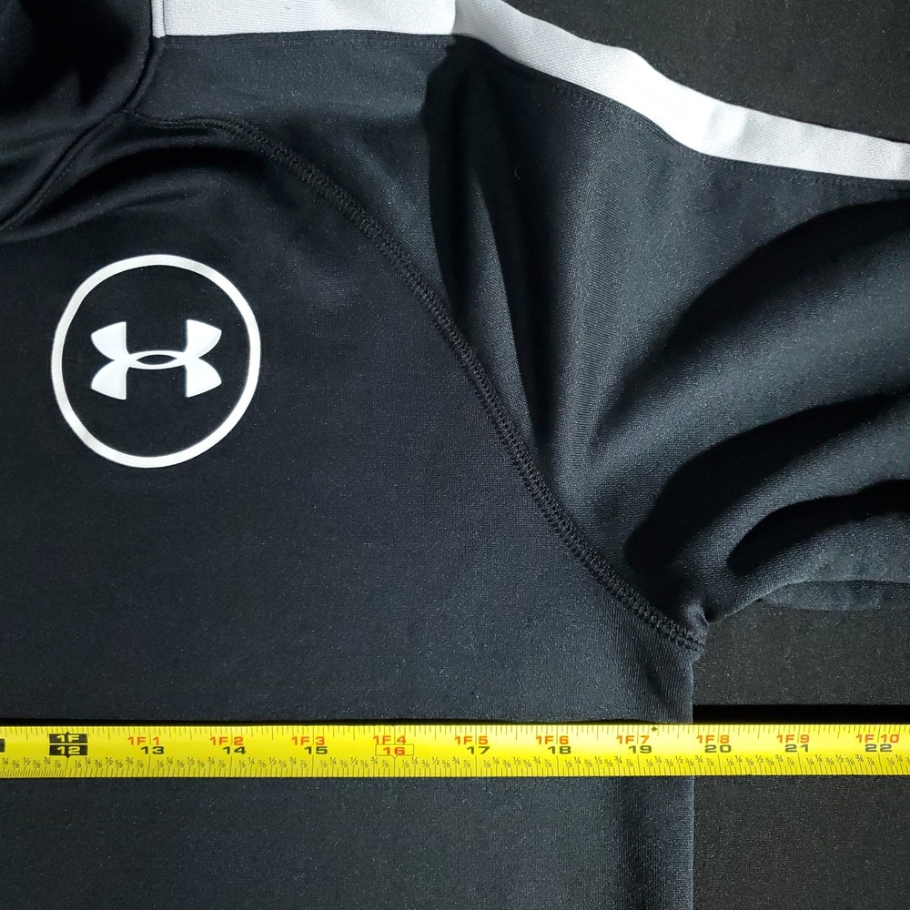 Under Armour Hoodie Youth XL Black White Stripe Loose YXL Long Sleeve Pullover - Picture 7 of 11